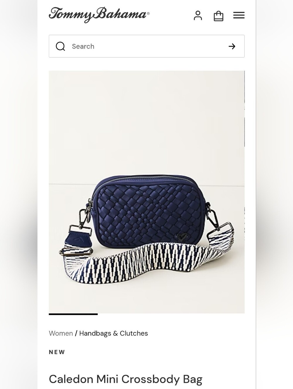 Tommy Bahama Navy Woven Caledon  Mini Crossbody with Patterned Strap